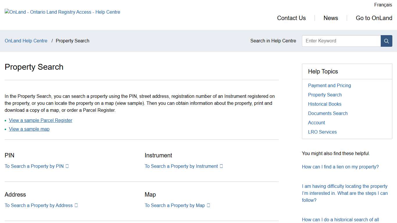Property Search – OnLand Help Centre